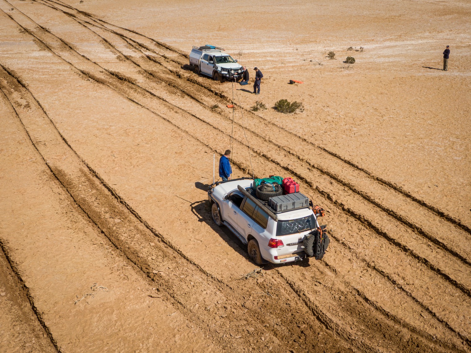 4WD track through Simpson Desert at sunrise