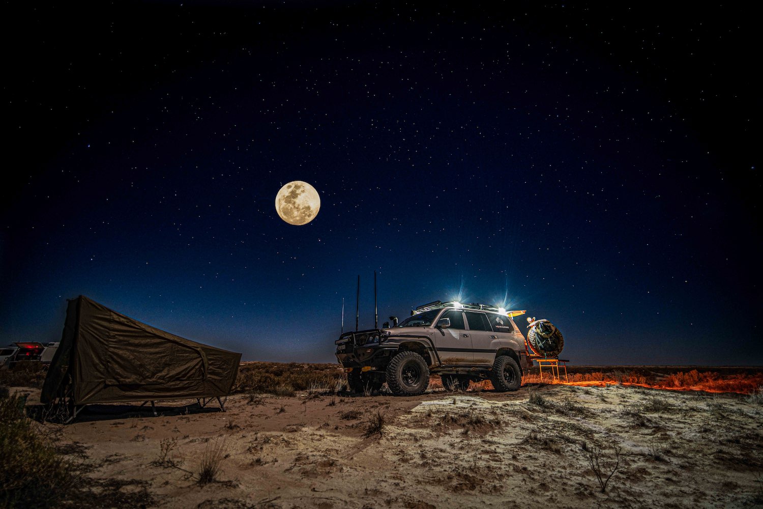 Cold night camp in the Simpson Desert
